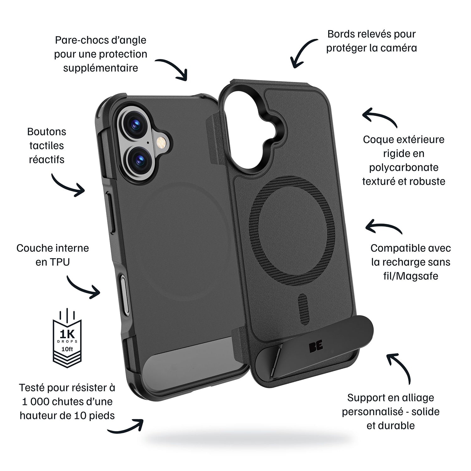 Blu Element Armour Ultra MagSafe w/Kickstand Case Black for iPhone 17