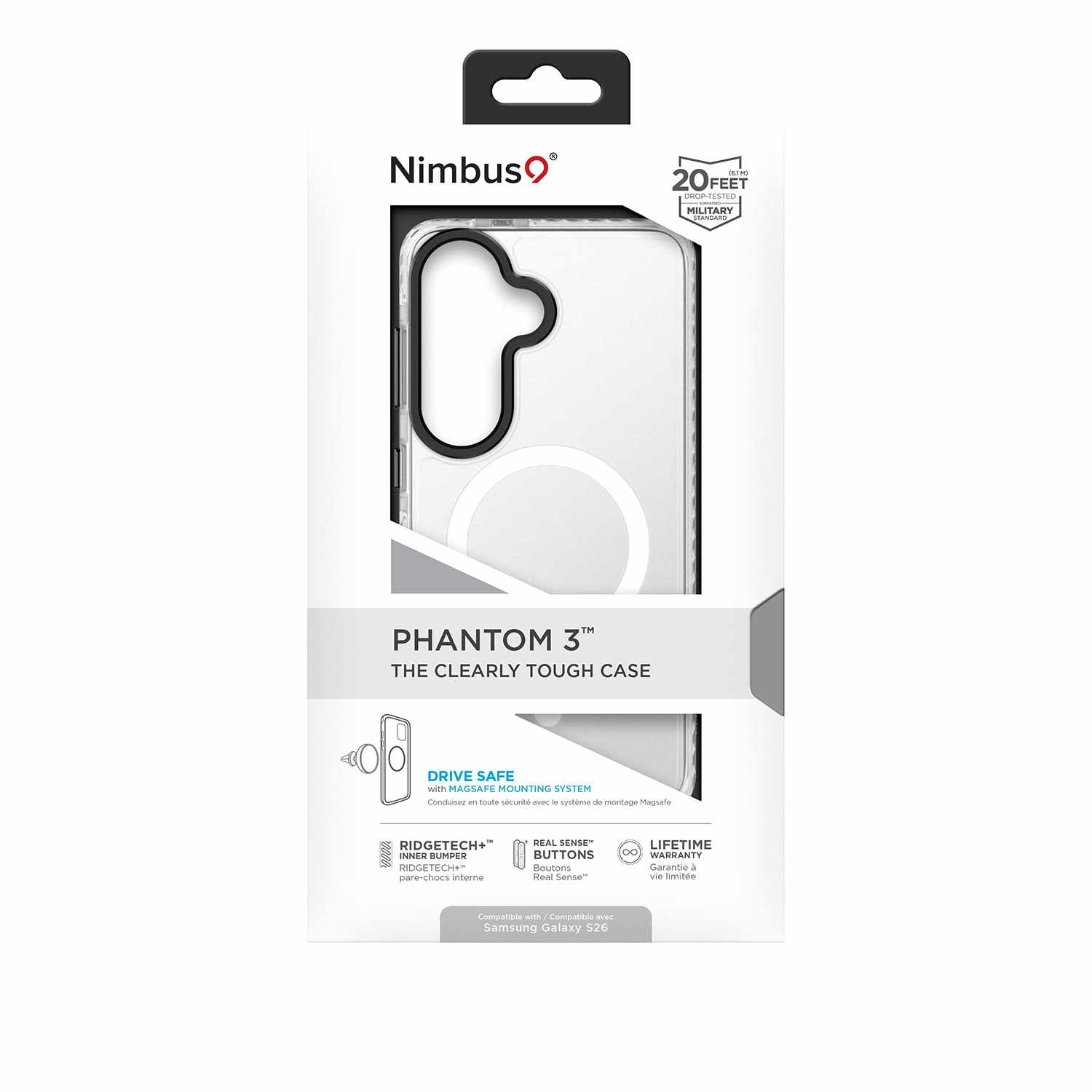 Nimbus9 Phantom 3 Case w/Magnets Clear for Samsung Galaxy S26