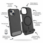 Blu Element Armour Ultra MagSafe w/Kickstand Case Black for iPhone 16e/15/14/13