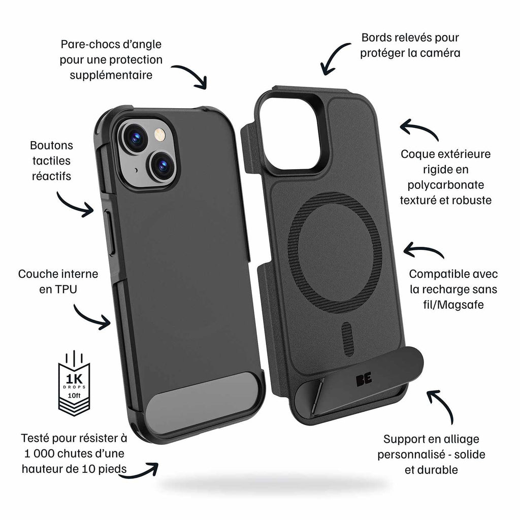Blu Element Armour Ultra MagSafe w/Kickstand Case Black for iPhone 17e/16e/15/14/13