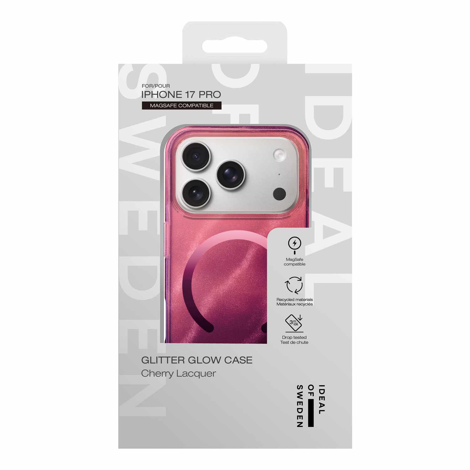 Ideal of Sweden Glitter Glow MagSafe Case Cherry Lacquer for iPhone 17 Pro