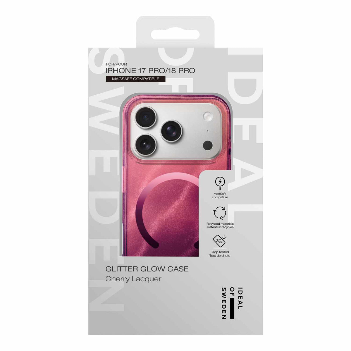 Ideal of Sweden Glitter Glow MagSafe Case Cherry Lacquer for iPhone 18 Pro/17 Pro
