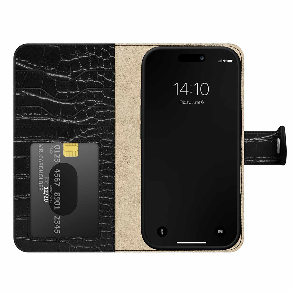 Ideal of Sweden Magnet Wallet MagSafe Case Black Croco for iPhone 18 Pro/17 Pro