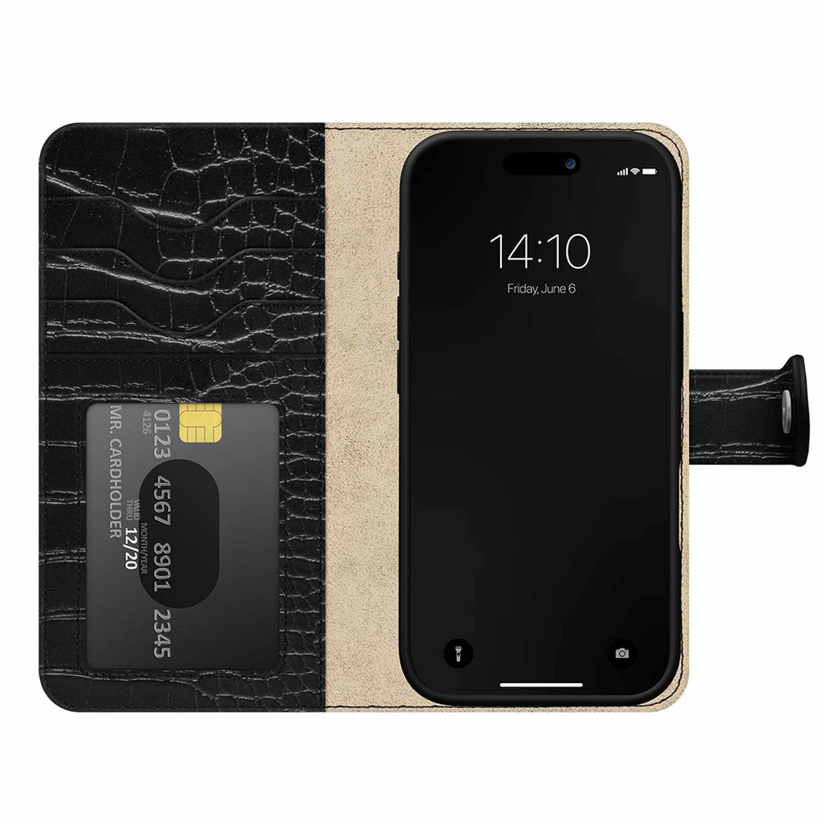Ideal of Sweden Magnet Wallet MagSafe Case Black Croco for iPhone 18 Pro Max/17 Pro Max