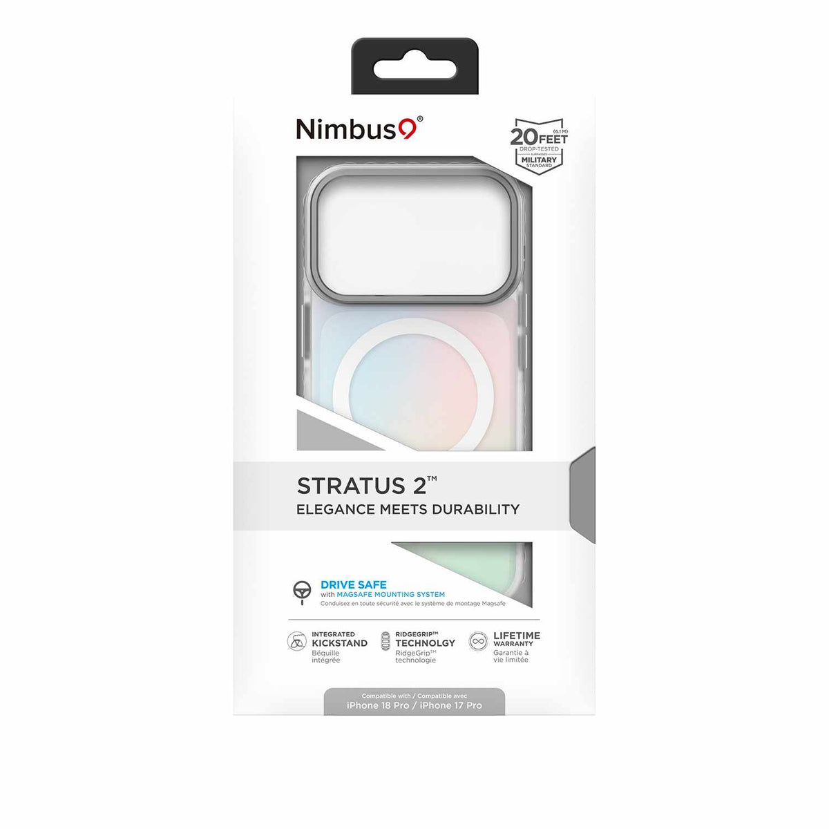 Nimbus9 Stratus 2 MagSafe Case with Kickstand Frost for iPhone 18 Pro/17 Pro