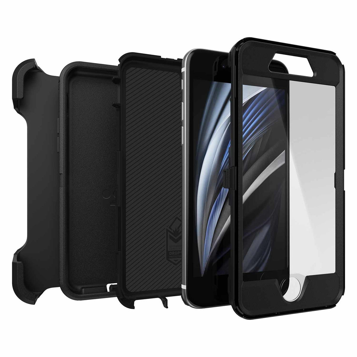 OtterBox Defender Case with Holster Black for iPhone SE/8/7 in Bulk Packaging