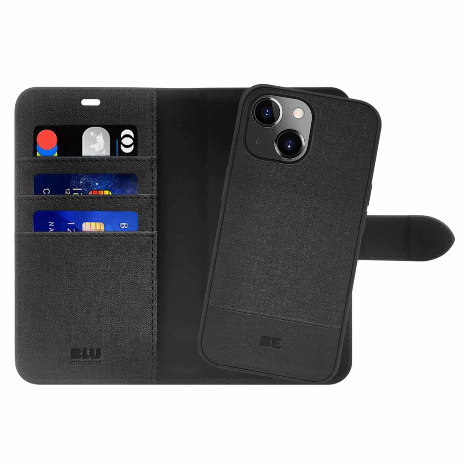 Blu Element Folio 2-in-1 MagSafe Case Black for iPhone 16e/15/14/13