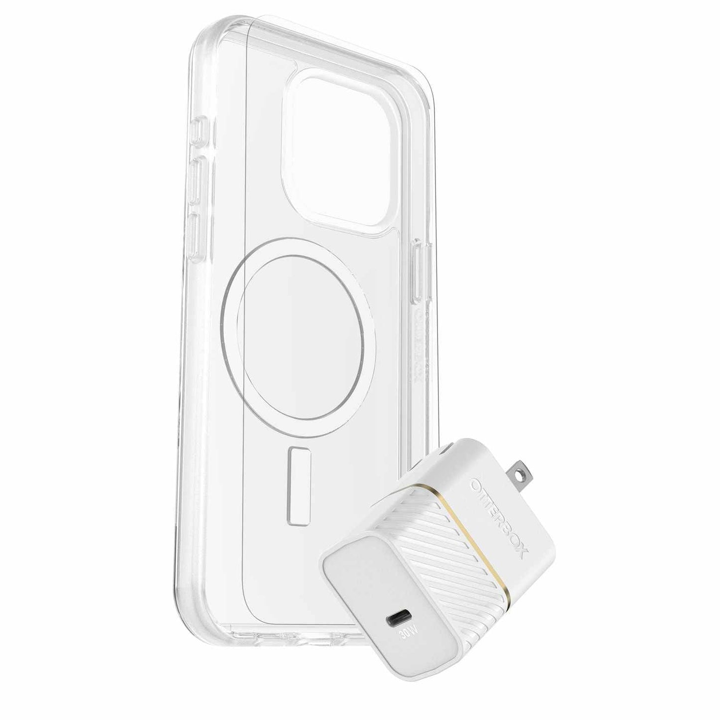 7881247 Protection+Power Kit (Symmetry Clear MagSafe w/ Glass + Wall Charger 30W White) iPhone 15 Pro Max