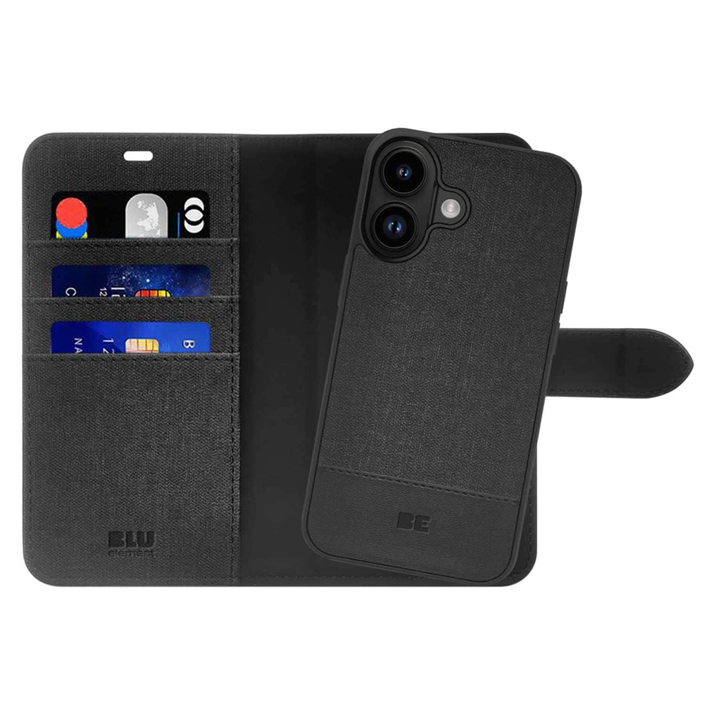 Blu Element Folio 2-in-1 Case Black for iPhone 16