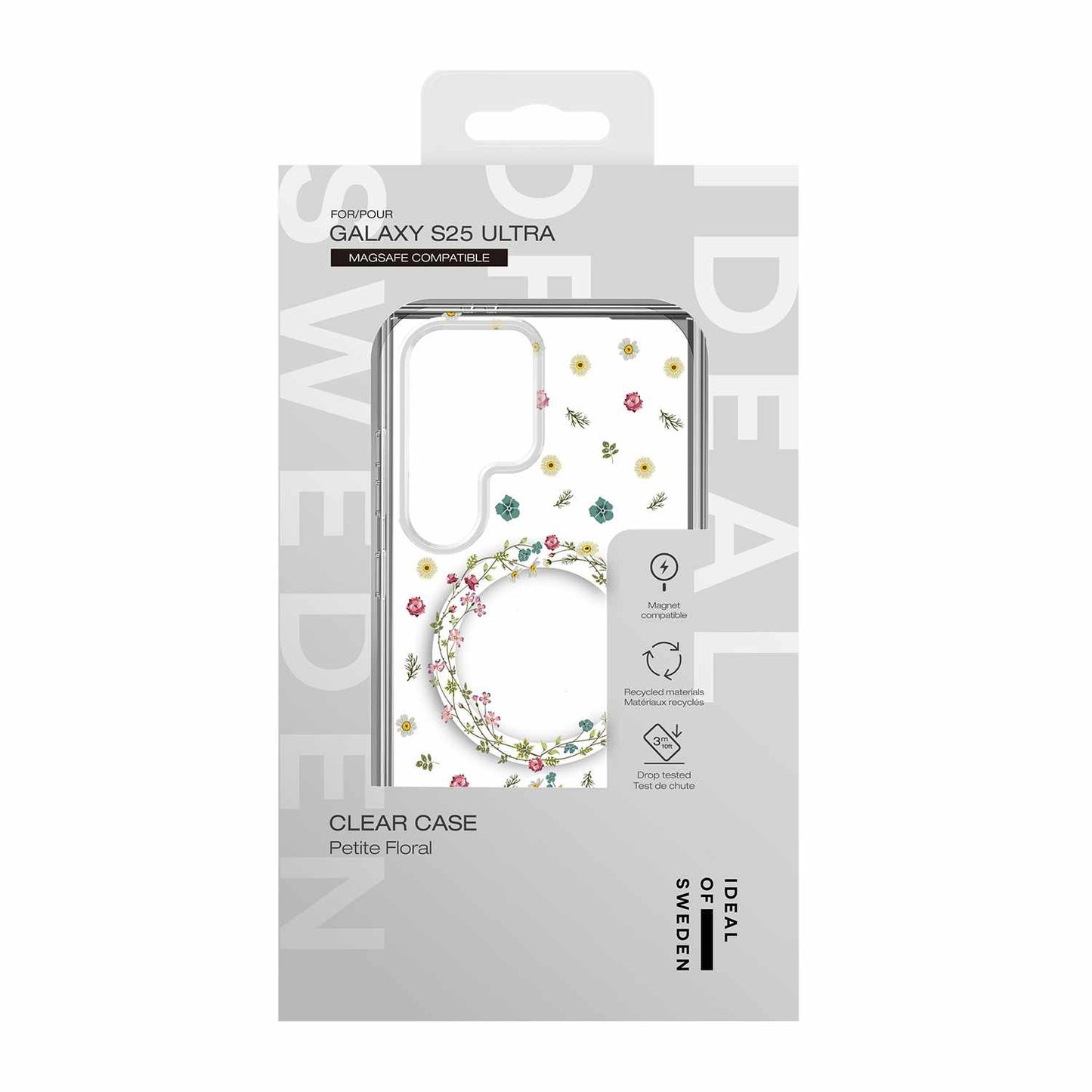 IDCLCMSS25U507 Clear Mid Case w/Magnets Galaxy S25 Ultra Petite Floral