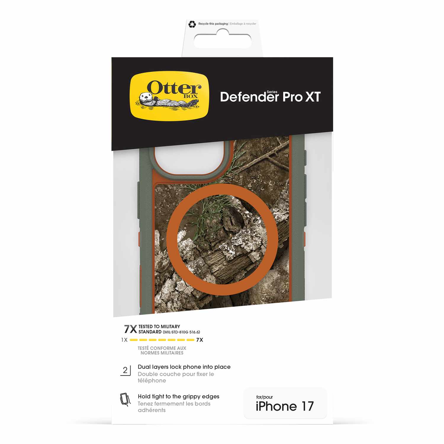 OtterBox Defender Pro XT Clear MagSafe Case w/Camera Control Realtree Apx (Green) for iPhone 17