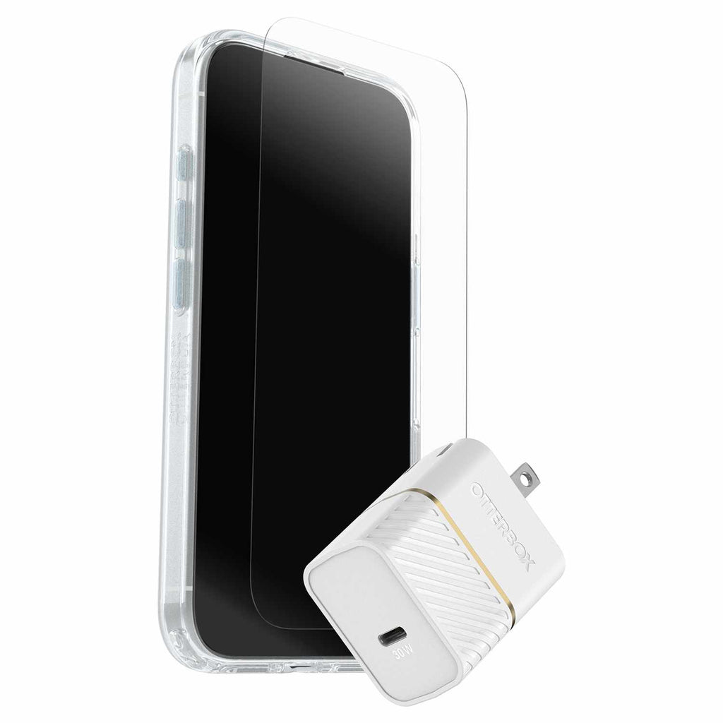 OtterBox Protection+Power Kit (Symmetry Clear MagSafe w/Glass + Wall Charger 30W White) Clear for iPhone 17