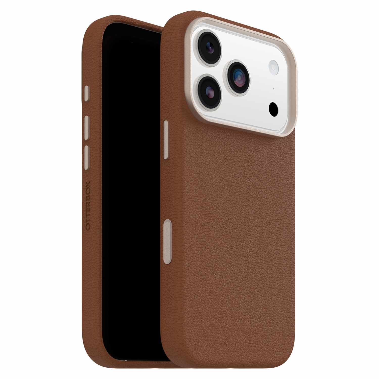 OtterBox Symmetry Cactus Leather MagSafe Case w/Camera Control Dessert Saddle (Brown) for iPhone 17 Pro