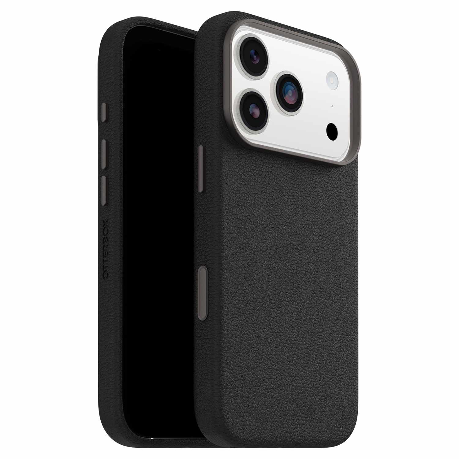 OtterBox Symmetry Cactus Leather MagSafe Case w/Camera Control Noir Ash (Black) for iPhone 17 Pro