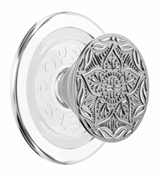 807539 PopGrip for MagSafe Round with Adapter Ring Enamel Silver Mandala