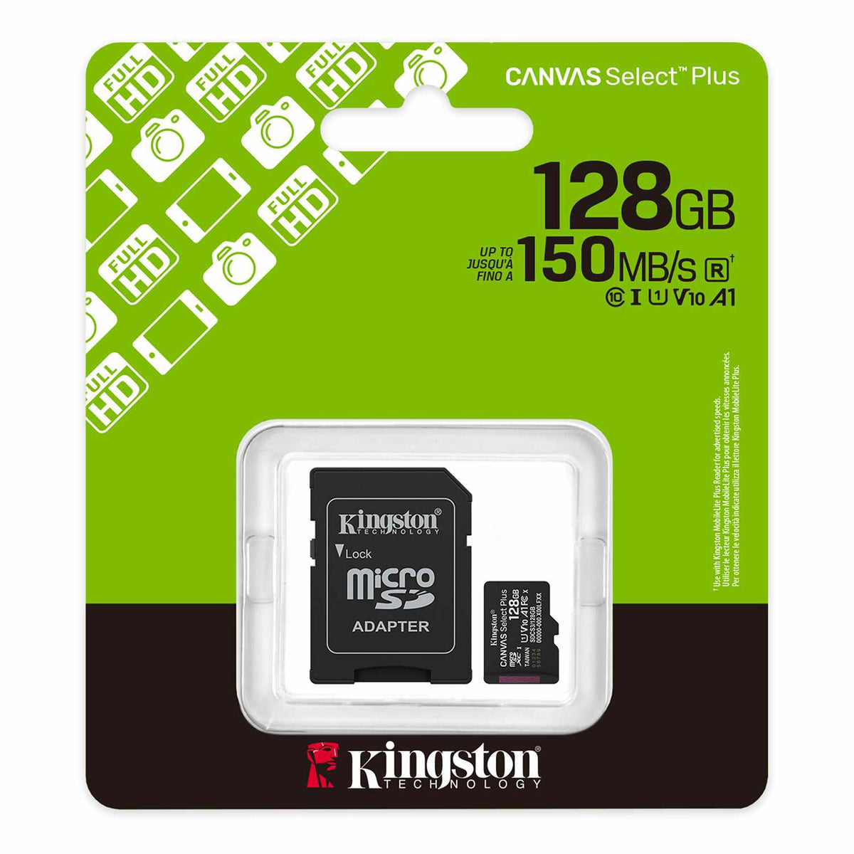 Kingston 128GB microSDXC Canvas Select Plus Gen3 150MB/s A1 Card w/Adapter