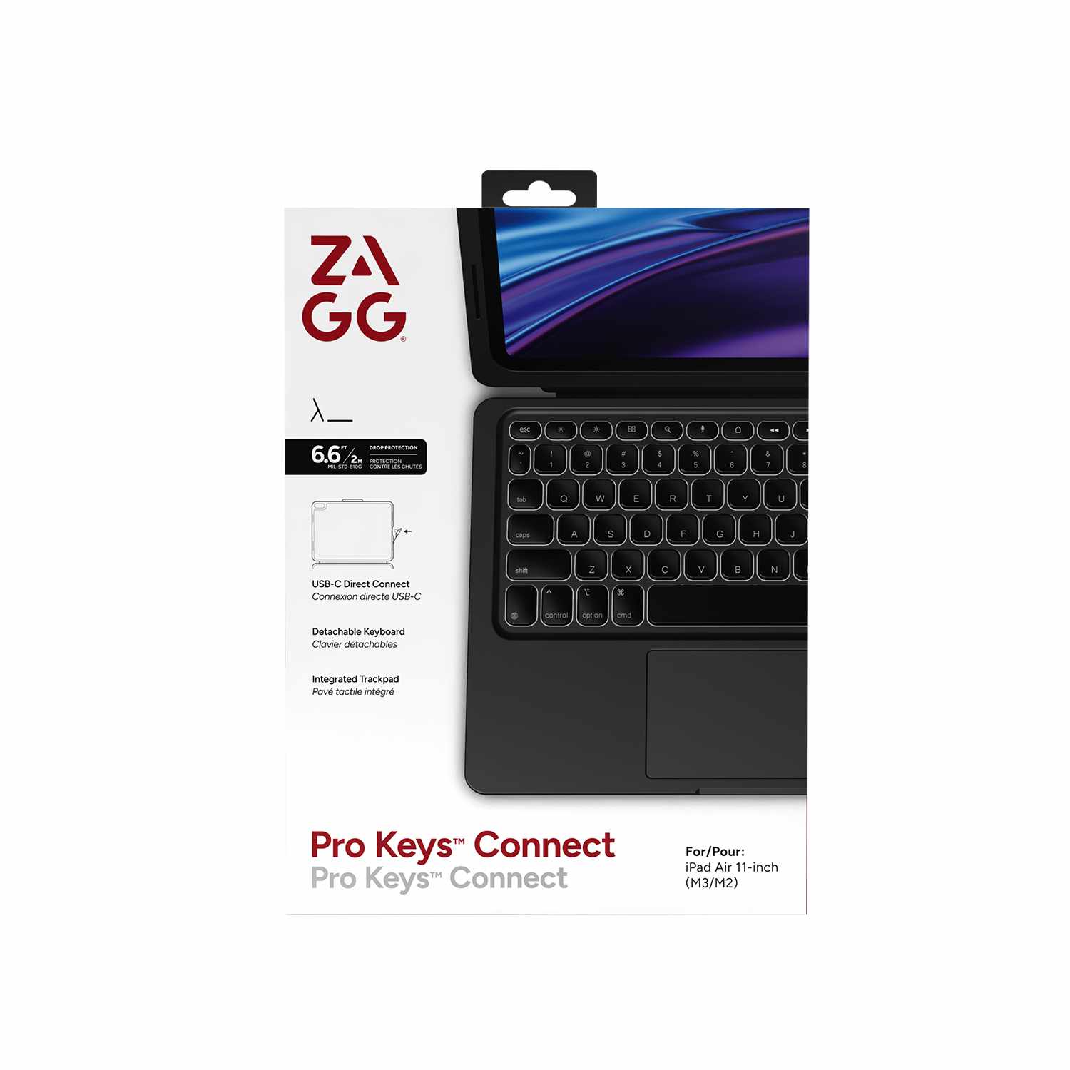 ZAGG Pro Keys Connect Tablet Keyboard Case w/Trackpad Black for iPad Air 11 (M4) 2026/Air 11 2025 (7th Gen)/Air 11 2024 (6th Gen)