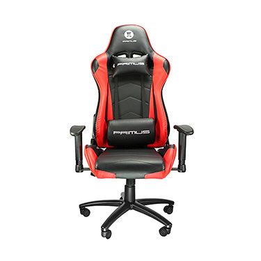 Primus Gaming Chair Thronos 100T Racing Ergonomic Backrest Headrest Lumbar Support Tilt 90º -135º Max Weight 265Lbs 2D Armrests -  Red - GekkoTech