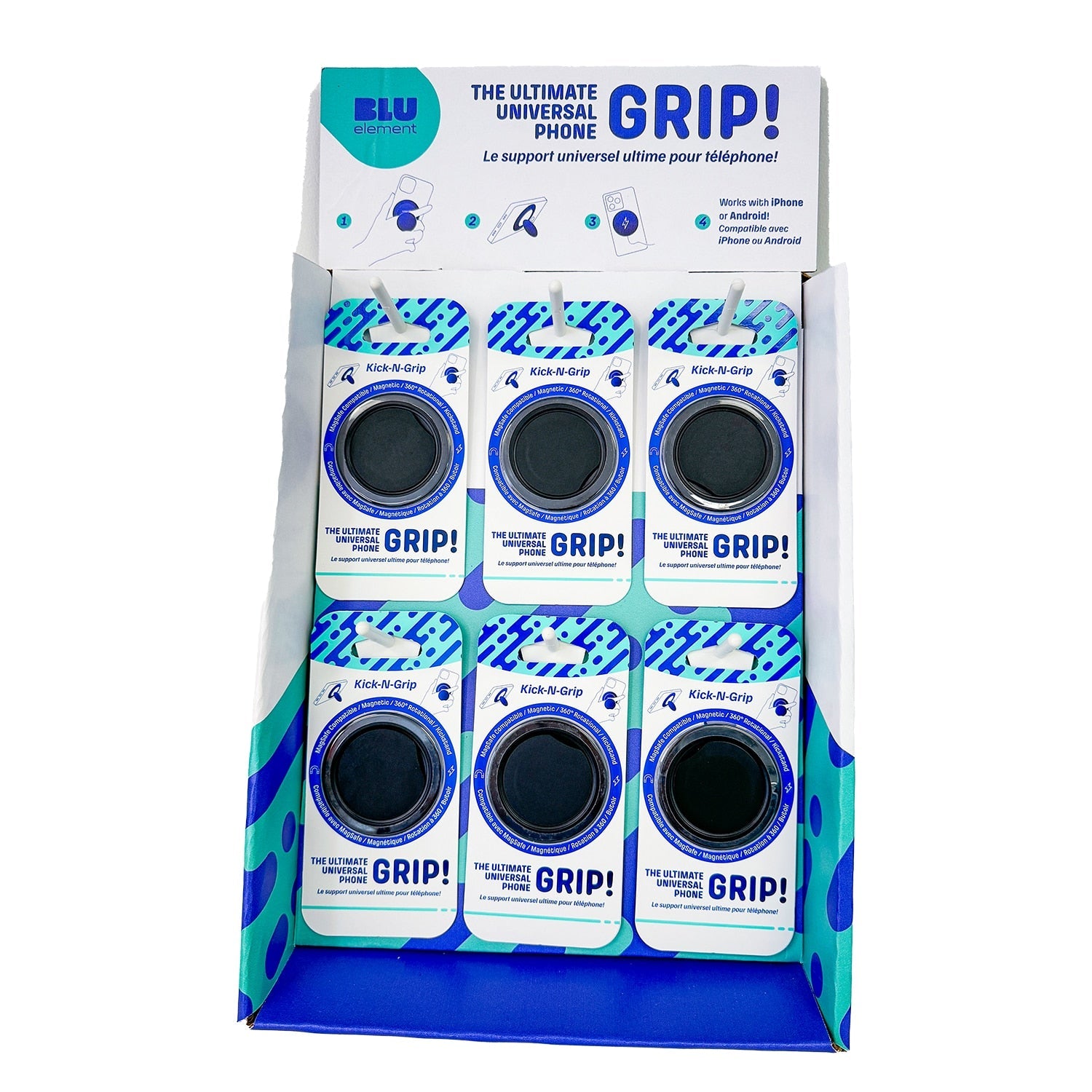 Blu Element 6 Peg/24 unit Countertop Display for Kick-N-Grip