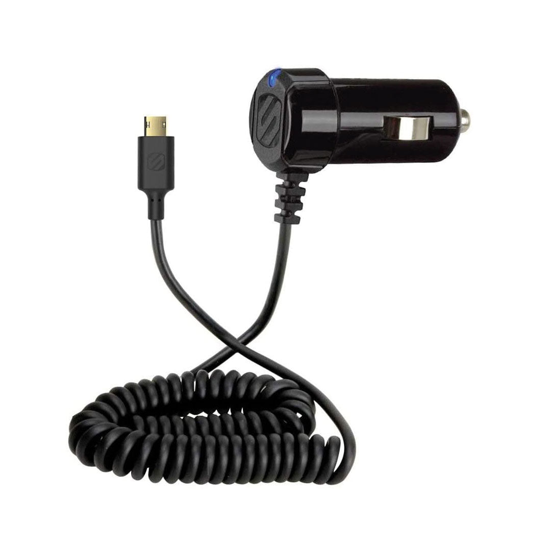 Scosche Car Charger Micro USB with EZ Tip 12 Watts Black Hard Wired Coil