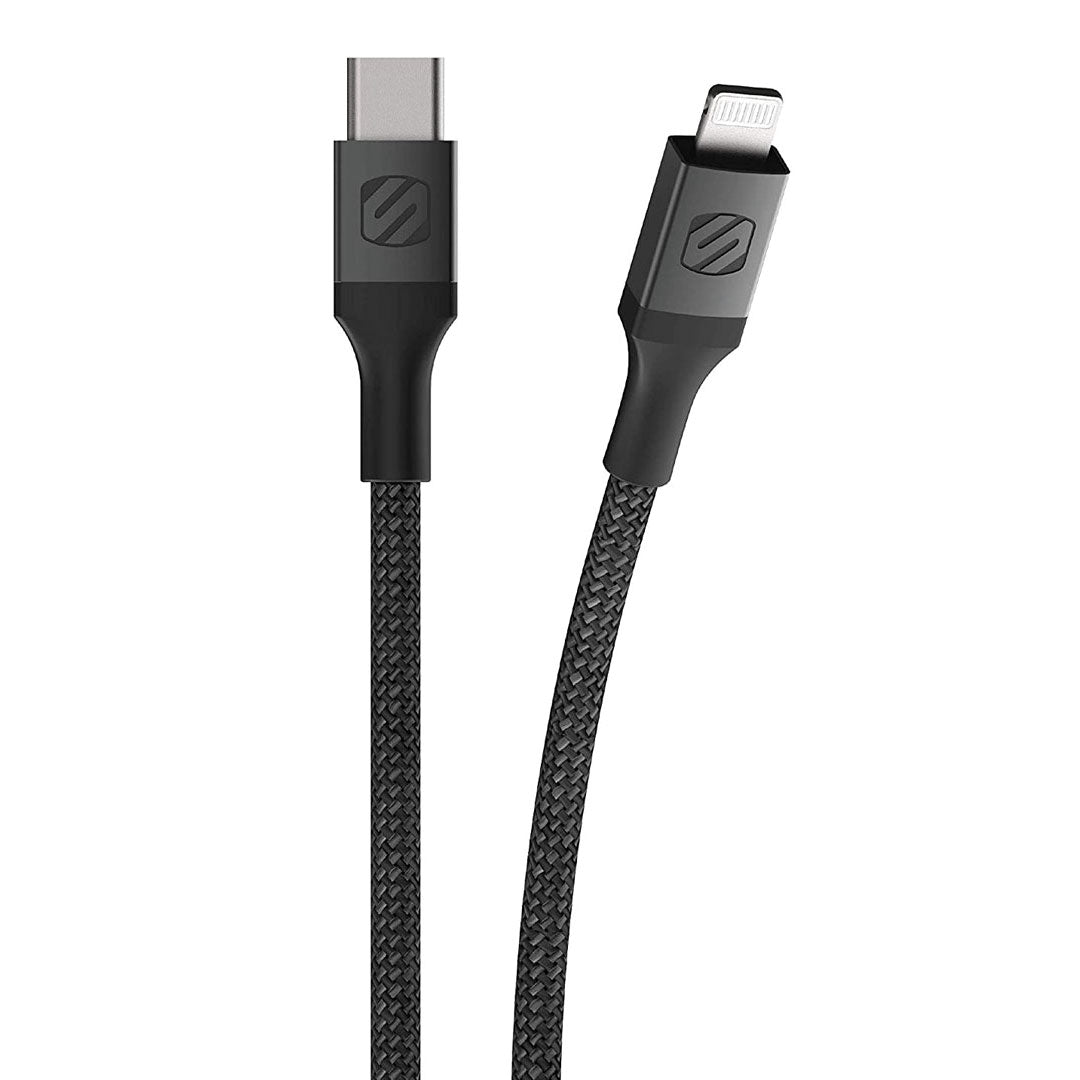 Scosche Charge & Sync Lightning to USB-C MFI Braided Cable Strikeline Premium 6ft Space Grey
