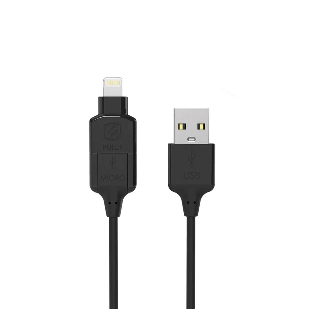 Scosche Charge & Sync Lightning/Micro USB to USB-C MFI Cable 3ft Black Strikeline