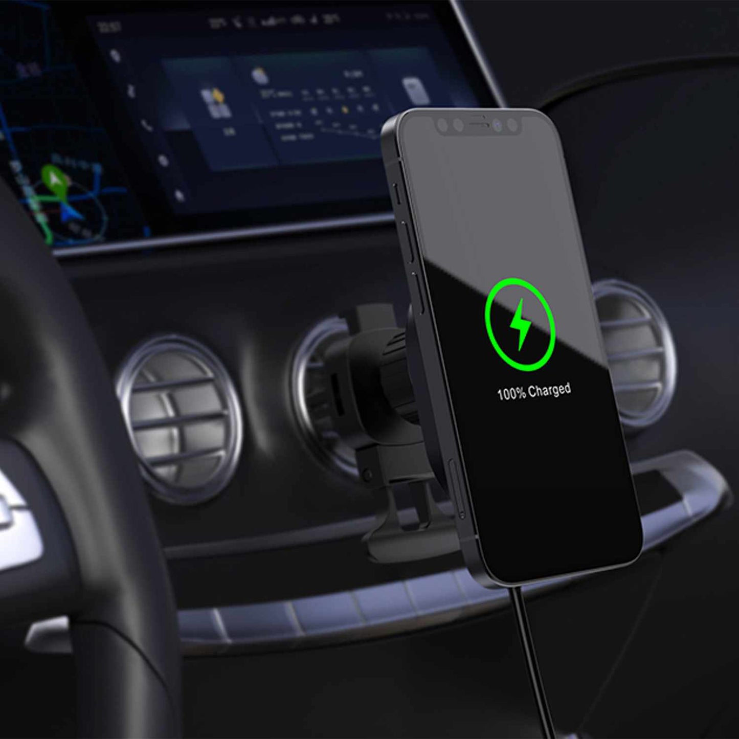 Blu Element Qi2 Wireless Charging Car Mount 15W MagSafe Compatible Black - GekkoTech