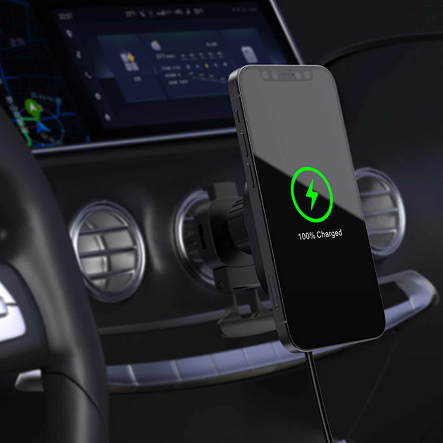 Blu Element Qi2 Wireless Charging Car Mount 15W MagSafe Compatible Black - GekkoTech