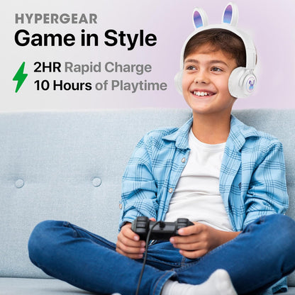 HyperGear Bunny Tracks Kids Bluetooth Wireless Headphones with LED Rabbit Ears - GekkoTech
